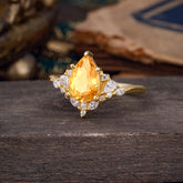 Luxe  Classic 5-Prong Pear-Cut Natural Citrine Engagement Ring